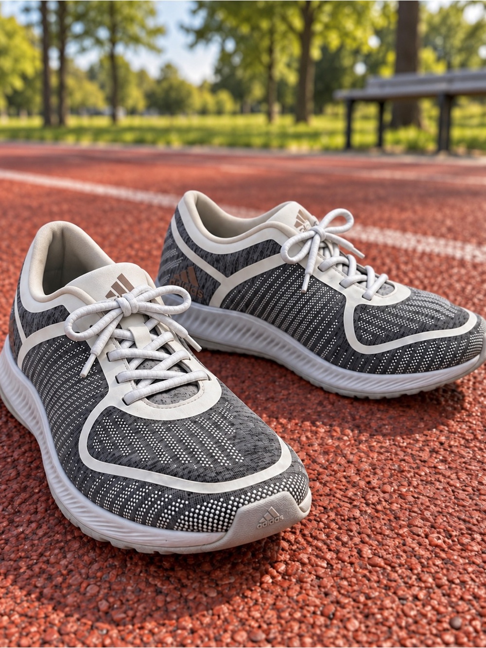 Adidas Bounce Women's Gray Knit Athletic Running Sneakers Shoes Size 7.5